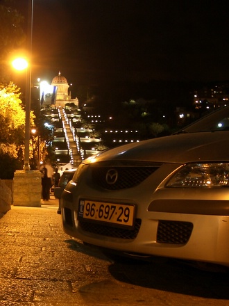 Shrine, flag and Mazda